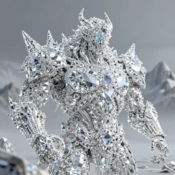 a titan constructed from sparkling diamonds, high in the mountains, greg rutkowski, 8 k, shallow depth of field, intricate detail, concept art,