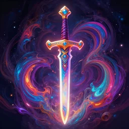 psychadelic sword, colorful, swirling, illuminated, 4 k