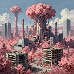 a beautiful hyperdetailed painting of nature building industrial architecture architecture city landscape abandoned unfinished building urbex by asher brown durand, infrared retro studio ghibli evil tron junglepunk, archdaily, wallpaper, highly detailed, trending on artstation.