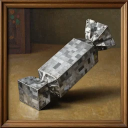 a candybar made out of iron in minecraft, renaissance painting