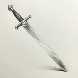 a pencil sketch of a longsword