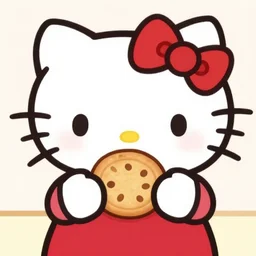 hello kitty eating cookie
