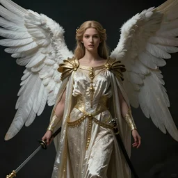 concept art, angel biblical, female, human form, samurai, royalty, 8 k, hyper realistic, cinematic lighting