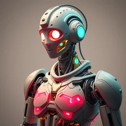 an intricate android with bright neon hydraulics, body made from porcelain and brass, pastel colors, 1 9 5 0 sci - fi, studio lighting, full body, calm, art nouveau, ambient occlusion, octane render, ultra detailed, artgerm, greg rutkowski, tom bagshaw