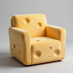 armchair made of cheese with holes in it