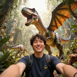 the last selfie ever taken by the dinosaurs, fairy tale, stunning, surrounding cinematic light, hyper detailed, ornate and intricate, 4 k cinematic octane render