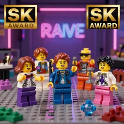 A photo of a lego minifigures partying at a rave, photography, award winning, 8K