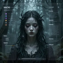 GUI for a program that visualizes nightmares, esoteric, futuristic, ethereal, techno