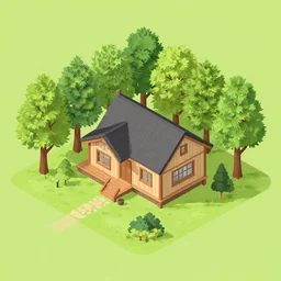 isometric view of a forest house