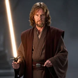 Charles Dance as Obi-Wan Kenobi using the force in the film Star Wars, very detailed, tall shot, looking forward, detailed hands, detailed face