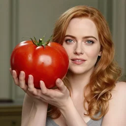 an anthromorphic photo of a tomato combined with emma stone, hyperdetailed, 4 k