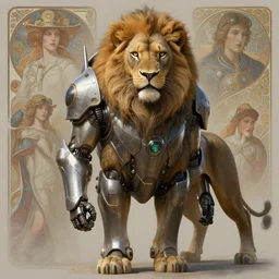 a anthropomorphic cyber lion wearing scifi armor, diffuse lighting, fantasy, intricate, elegant, highly detailed, lifelike, photorealistic, digital painting, artstation, illustration, concept art, smooth, sharp focus, art by john collier and albert aublet and krenz cushart and artem demura and alphonse mucha