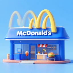McDonald's Restaurant, Blue themed, blue colors, 4k, realistic, award-winning photograph