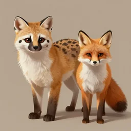a digital painting of an ocelot and fox hybrid