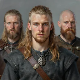 portrait of a handsome young viking, art by denys tsiperko and bogdan rezunenko and franz xaver kosler, hyperrealism