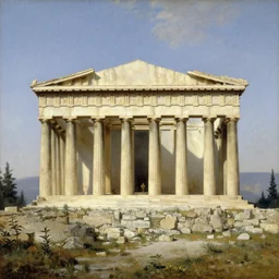 a beautiful painting of a greek temple, parthenon, corinth, temple of athena, oil painting, louis dupre, joseph gandy, george maddox, raphael, thomas cole, edwin deakin, auguste racinut, frederic edwin church, masterpiece
