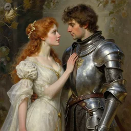 attractive guinevere pendragon and her attractive female knight, they are in love, natural lighting, path traced, highly detailed, high quality, digital painting, by gaston bussiere, craig mullins, alphonse mucha j. c. leyendecker