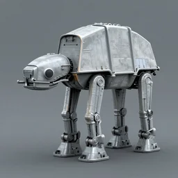 a fusion between the tarrasque and an AT-AT, flat grey color, completely metal, imperial symbol, walking across ice planet, firing laser, video game style