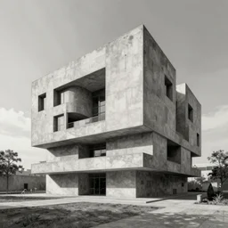 big brutalist base, drawing architecture