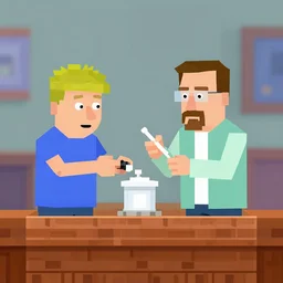jesse pinkman and walter white making meth minigame, nintendo 6 4 screenshot, low poly, aliased