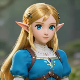 semi-realistic anime portrait of Princess Zelda from Breath of the Wild, by Artgern