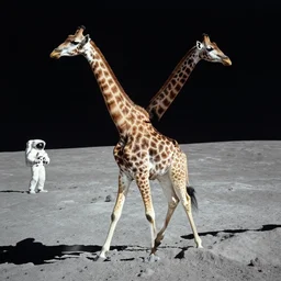 a giraffe astronaut alking on the moon, 3 5 mm photography
