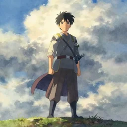 sukhothai in the cloudy day, warlord stand alone, watercolor, volumetric lighting, art by makoto shinkai