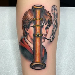 tattoo of harry potter smoking a massive blunt