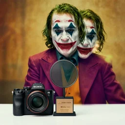 larry david as the joker, sony a 7 r iv, symmetric balance, polarizing filter, photolab, lightroom, 4 k, dolby vision, photography awardm, voque, perfect face