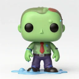 A funko pop toyfigure from a melting plastic zombie as shown in a 90s TVC, by David Lachapelle, c4d