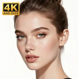 face portrait of a woman, inspired by mandy jurgens, face accessories, light make up, 4 k, high detailed, illustration