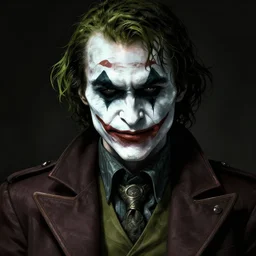 a portrait of cyberpunk joker, grim - lighting, high - contrast, intricate, elegant, highly detailed, digital painting, artstation, concept art, smooth, sharp focus, illustration