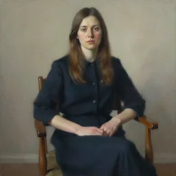 portrait of a woman sitting in a chair, by euan uglow