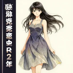 a drawing of a woman in a dress, concept art by yoshitaka amano, pixiv contest winner, sots art, official art, concept art, 2 d game art