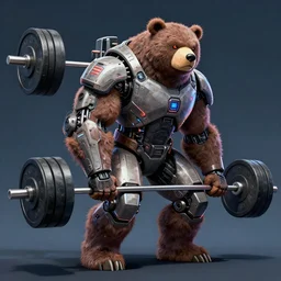 danny trejo deadlifting a cyborg bear, cyberpunk style, concept art, trending on artstation