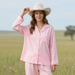 a western cowboy in pink pajamas