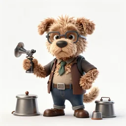 a scruffy inventor character designed by Sean Cheeks Galloway, rendered illustration