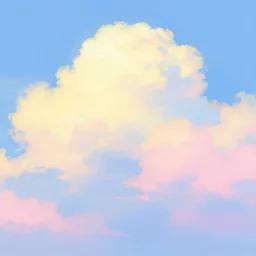 cloud illustration by james jean and jeremy lipking, pastel blue, yellow, pink colors