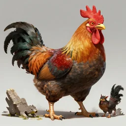 detailed concept art of a huge rooster monster creature by cheng yi and luolin, artstation, artstationhd