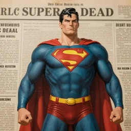 detailed, superman is dead, detailed, hypperealistic, early 1 9 0 0 s newspaper