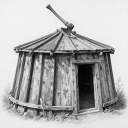 hyper realistic pencil drawing of Stump House Tonnel, detailed, rim light, diffused, intricate, axe, by anna dittmann