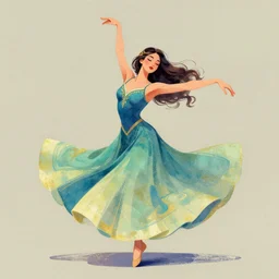 a gouache illustration of a beautiful woman dancing