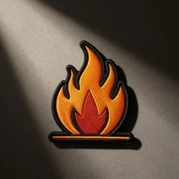 a photo of a retro vintage minimalist clean fire flame warning patch