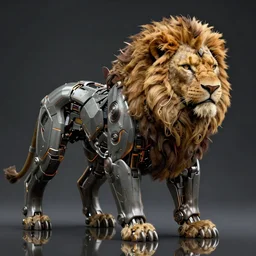 max accurate ultra detailed photo portrait of anthropomorph scifi lion robot, reflection, artstation, realistic, octane rendring, hyper realistic, megascan