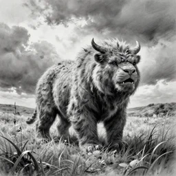 a fast monochrome pencil of a grass monster