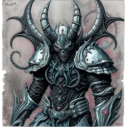 ! dream black ink & copic markers, vibrant muted colors, disturbing grunge still of a [ lovecraftian demon infested ] [ spawn ], he wears light armor, by ( arthur adams ), by ( tom bagshaw ), by henry asencio, by kikuchi hideyuki, by albert bierstadt, evil, insanely detailed and intricate, hypermaximalist, elegant, ornate