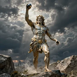 The ancient greek titan prometheus bringing nuclear energy to humanity by William Blake