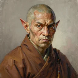 portrait painting of an orc monk, sharp focus, award - winning, trending on artstation, masterpiece, highly detailed, intricate. art by rebecca guay