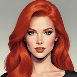 a woman with red hair, comic art by david aja and alohonse mucha