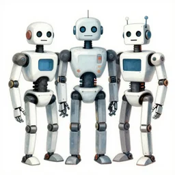 robots drawn in a picasso style